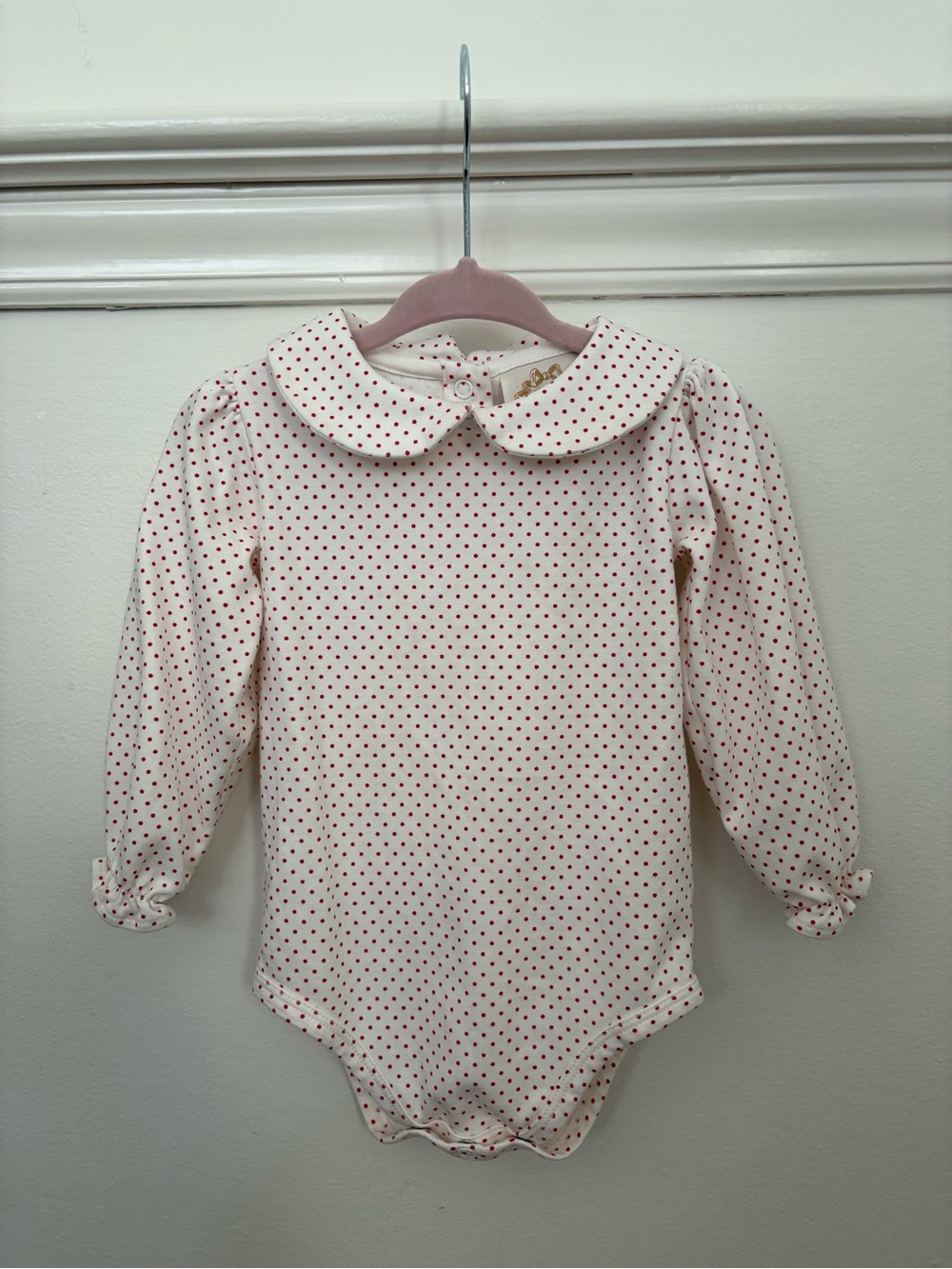 TBBC White L/S Peter Pan Collar w/ Red Polka Dots